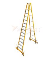 Model No. F9000 Fibreglass Movable Folding Ladder for Electrical, Warehouse and Commercial Access Use, Professional Mobile Working Ladder for Maintenance, Repair and Installation Tasks 